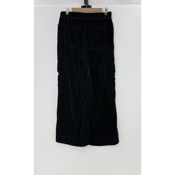 NWT Universal Thread High Rise Wide Leg Black Velvet Cargo‎ Pants Sz M Boho - Picture 2 of 12